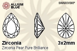 SWAROVSKI GEMS Cubic Zirconia Pear Pure Brilliance White 3.00x2.00MM normal +/- FQ 0.100