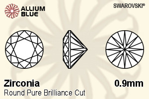 SWAROVSKI GEMS Cubic Zirconia Round Pure Brilliance Rainbow Blue 0.90MM normal +/- FQ 1.000