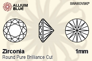 SWAROVSKI GEMS Cubic Zirconia Round Pure Brilliance Amber 1.00MM normal +/- FQ 1.000