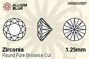 SWAROVSKI GEMS Cubic Zirconia Round Pure Brilliance Silver Grey 1.25MM normal +/- FQ 1.000