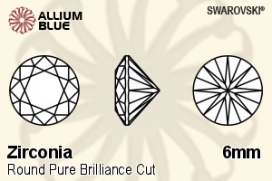 スワロフスキー Zirconia ラウンド Pure Brilliance カット (SGRPBC) 6mm - Zirconia
