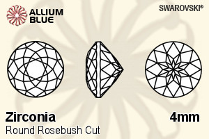 スワロフスキー Zirconia ラウンド Rosebush カット (SGRRBC) 4mm - Zirconia