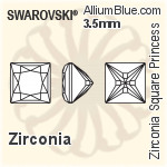 スワロフスキー Zirconia Square Princess Pure Brilliance カット (SGSPPBC) 2.5mm - Zirconia