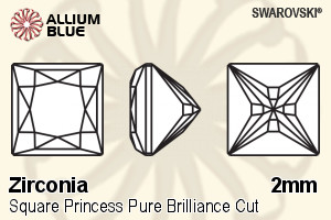 施华洛世奇 Zirconia 正方形 Princess 纯洁Brilliance 切工 (SGSPPBC) 2mm - Zirconia