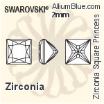 スワロフスキー Zirconia Square Princess Pure Brilliance カット (SGSPPBC) 3.5mm - Zirconia