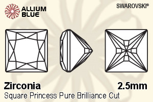 SWAROVSKI GEMS Cubic Zirconia Square Princess PB Fancy Green 2.50MM normal +/- FQ 0.200