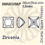 スワロフスキー Zirconia Square Princess Pure Brilliance カット (SGSPPBC) 3mm - Zirconia