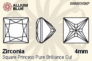 SWAROVSKI GEMS Cubic Zirconia Square Princess PB Red 4.00MM normal +/- FQ 0.080