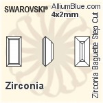 スワロフスキー Zirconia Baguette Step カット (SGZBSC) 3x2mm - Zirconia