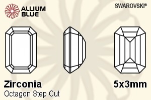 スワロフスキー Zirconia Octagon Step カット (SGZOSC) 5x3mm - Zirconia