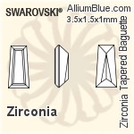 スワロフスキー Zirconia Tapered Baguette Step カット (SGZTBC) 3.5x2.5x1.5mm - Zirconia