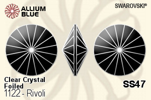 Swarovski Rivoli (1122) SS47 - Clear Crystal With Platinum Foiling