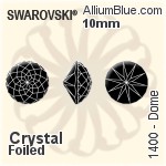 Swarovski Dome (1400) 10mm - Clear Crystal With Platinum Foiling