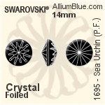 Swarovski Sea Urchin (Partly Frosted) (1695) 14mm - Clear Crystal With Platinum Foiling