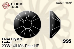 Swarovski XILION Rose Flat Back Hotfix (2038) SS5 - Clear Crystal With Silver Foiling