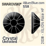 施華洛世奇 XILION 施亮 玫瑰 熨底平底石 (2038) SS20 - 顏色（半塗層） 銀色水銀底