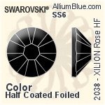 スワロフスキー XILION Rose ラインストーン ホットフィックス (2038) SS6 - カラー（ハーフ　コーティング） 裏面シルバーフォイル