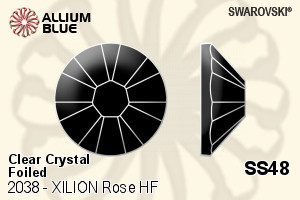 施華洛世奇 XILION 施亮 玫瑰 熨底平底石 (2038) SS48 - 透明白色 銀色水銀底