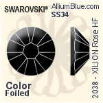 スワロフスキー XILION Rose ラインストーン ホットフィックス (2038) SS34 - カラー 裏面シルバーフォイル