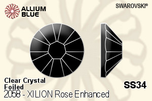 Swarovski XILION Rose Enhanced Flat Back No-Hotfix (2058) SS34 - Clear Crystal With Platinum Foiling