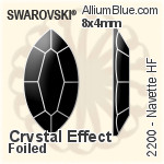 施华洛世奇 马眼形 熨底平底石 (2200) 4x2mm - 透明白色 铝质水银底