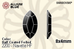 Swarovski Navette Flat Back Hotfix (2200) 8x4mm - Color (Half Coated) With Aluminum Foiling