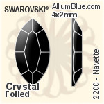 施华洛世奇 马眼形 平底石 (2200) 4x2mm - 透明白色 白金水银底