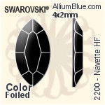 施華洛世奇 馬眼形 熨底平底石 (2200) 4x2mm - 透明白色 鋁質水銀底