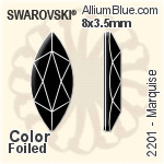 スワロフスキー Marquise ラインストーン (2201) 8x3.5mm - カラー 裏面プラチナフォイル