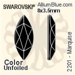 施华洛世奇 Marquise 平底石 (2201) 8x3.5mm - 颜色（半涂层） 白金水银底
