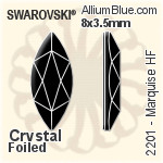スワロフスキー Marquise ラインストーン ホットフィックス (2201) 8x3.5mm - クリスタル エフェクト 裏面アルミニウムフォイル