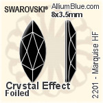 施华洛世奇 长方 熨底平底石 (2510) 3.7x1.9mm - 白色（半涂层） 铝质水银底