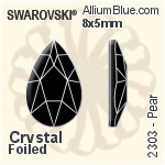 施华洛世奇 长方 熨底平底石 (2510) 3.7x1.9mm - 颜色 铝质水银底