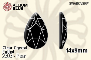 Swarovski Pear Flat Back No-Hotfix (2303) 14x9mm - Clear Crystal With Platinum Foiling