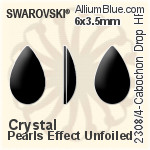 スワロフスキー カボション Drop ラインストーン ホットフィックス (2308/4) 8x5mm - クリスタルパールエフェクト 裏面にホイル無し