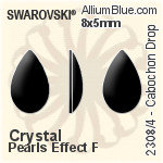 施华洛世奇 圆拱形 Drop 平底石 (2308/4) 8x5mm - 水晶珍珠 白金水银底