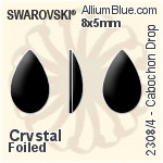 スワロフスキー カボション Drop ラインストーン (2308/4) 8x5mm - クリスタル 裏面プラチナフォイル