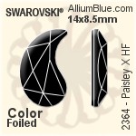 スワロフスキー Paisley X ラインストーン ホットフィックス (2364) 14x8.5mm - カラー 裏面アルミニウムフォイル