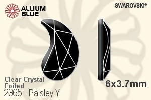 施华洛世奇 Paisley Y 平底石 (2365) 6x3.7mm - 透明白色 白金水银底