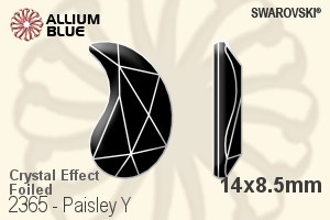Swarovski Paisley Y Flat Back No-Hotfix (2365) 14x8.5mm - Crystal Effect With Platinum Foiling