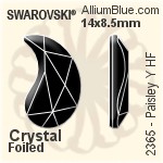 施華洛世奇 Paisley Y 熨底平底石 (2365) 6x3.7mm - 透明白色 鋁質水銀底
