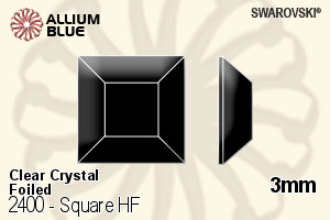 Swarovski Square Flat Back Hotfix (2400) 3mm - Clear Crystal With Aluminum Foiling