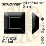 施華洛世奇 正方形 熨底平底石 (2400) 3mm - 顏色（半塗層） 鋁質水銀底