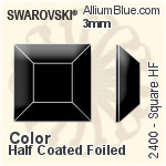施華洛世奇 正方形 熨底平底石 (2400) 3mm - 白色（半塗層） 鋁質水銀底