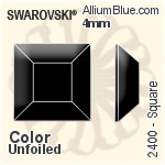 施華洛世奇 正方形 平底石 (2400) 6mm - 透明白色 白金水銀底