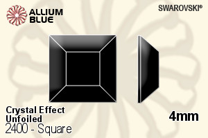 Swarovski Square Flat Back No-Hotfix (2400) 4mm - Crystal Effect Unfoiled