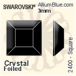 Swarovski Square Flat Back No-Hotfix (2400) 3mm - Clear Crystal With Platinum Foiling