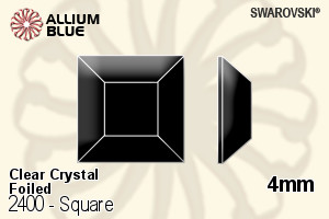 Swarovski Square Flat Back No-Hotfix (2400) 4mm - Clear Crystal With Platinum Foiling