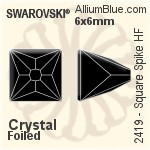 スワロフスキー Square Spike ラインストーン ホットフィックス (2419) 5x5mm - クリスタル エフェクト 裏面アルミニウムフォイル
