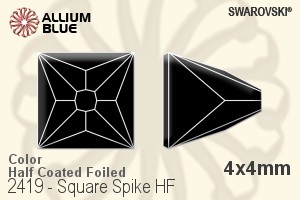 施华洛世奇 正方形 Spike 熨底平底石 (2419) 4x4mm - 颜色（半涂层） 铝质水银底